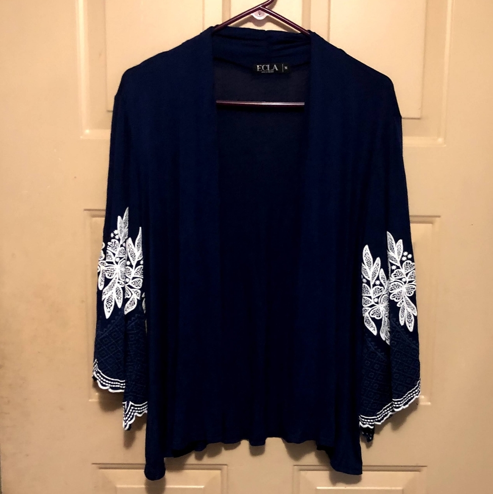 Ecla Women's Navy Blue Open Front Shirt